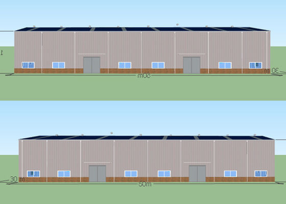 Xưởng kết cấu thép tiền chế 60m * 30m Tòa nhà khung công nghiệp