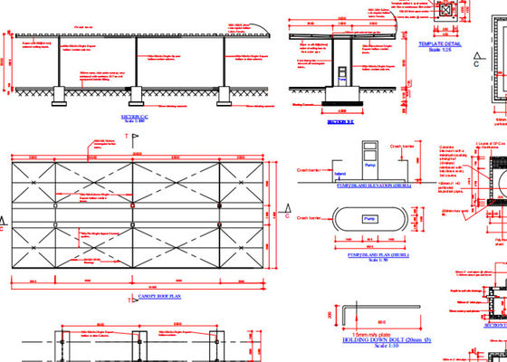 Trạm xăng ODM Nhà khung thép Tòa nhà công nghiệp Prefab ISO9001