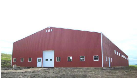 Nhà kho Prefab nhẹ Kết cấu thép Tòa nhà xưởng kim loại chống gió