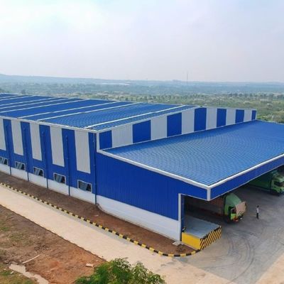 Wide Span H Beam Steel Structure Kho Prefab Fireproof With Sandwich Panel